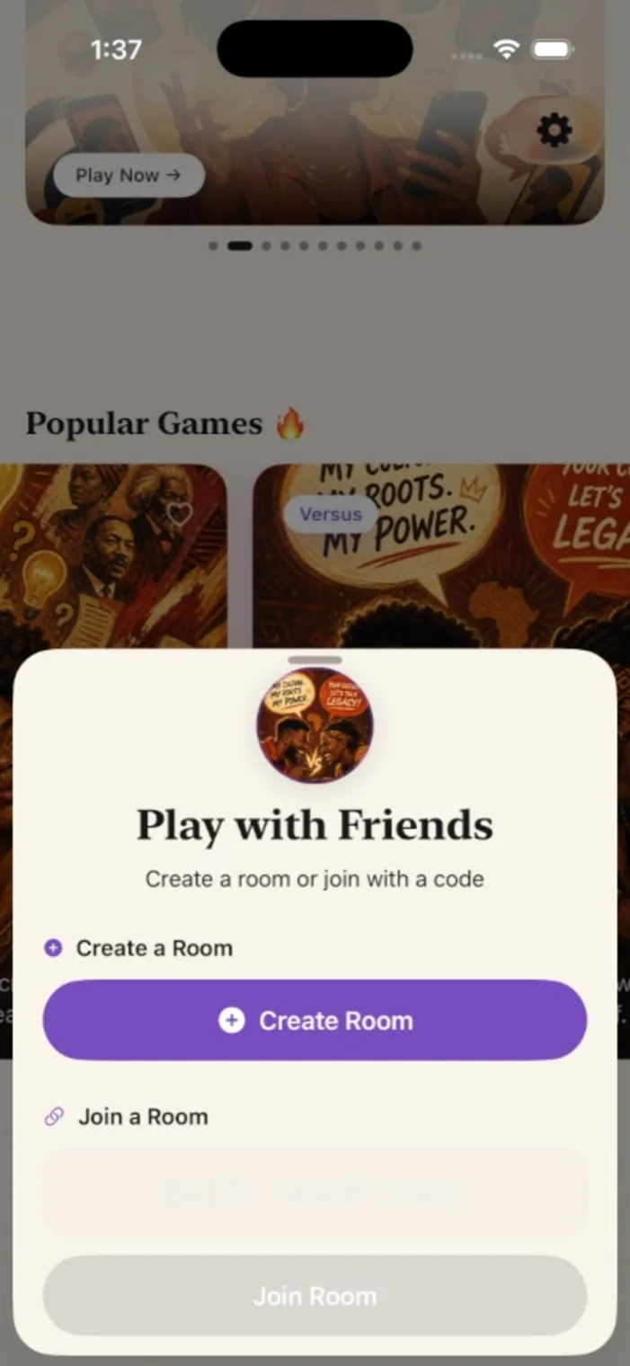 Multiplayer room screen